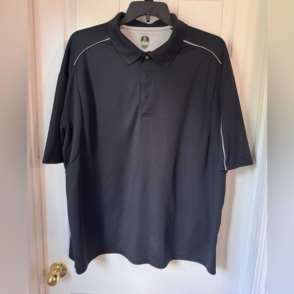 PGA Tour Black Polo with White Trim